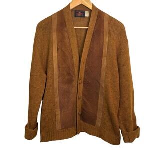 Vintage Arrow Size Medium 2 Ply Shetland Wool Suede Kurt Cobain Style Cardigan